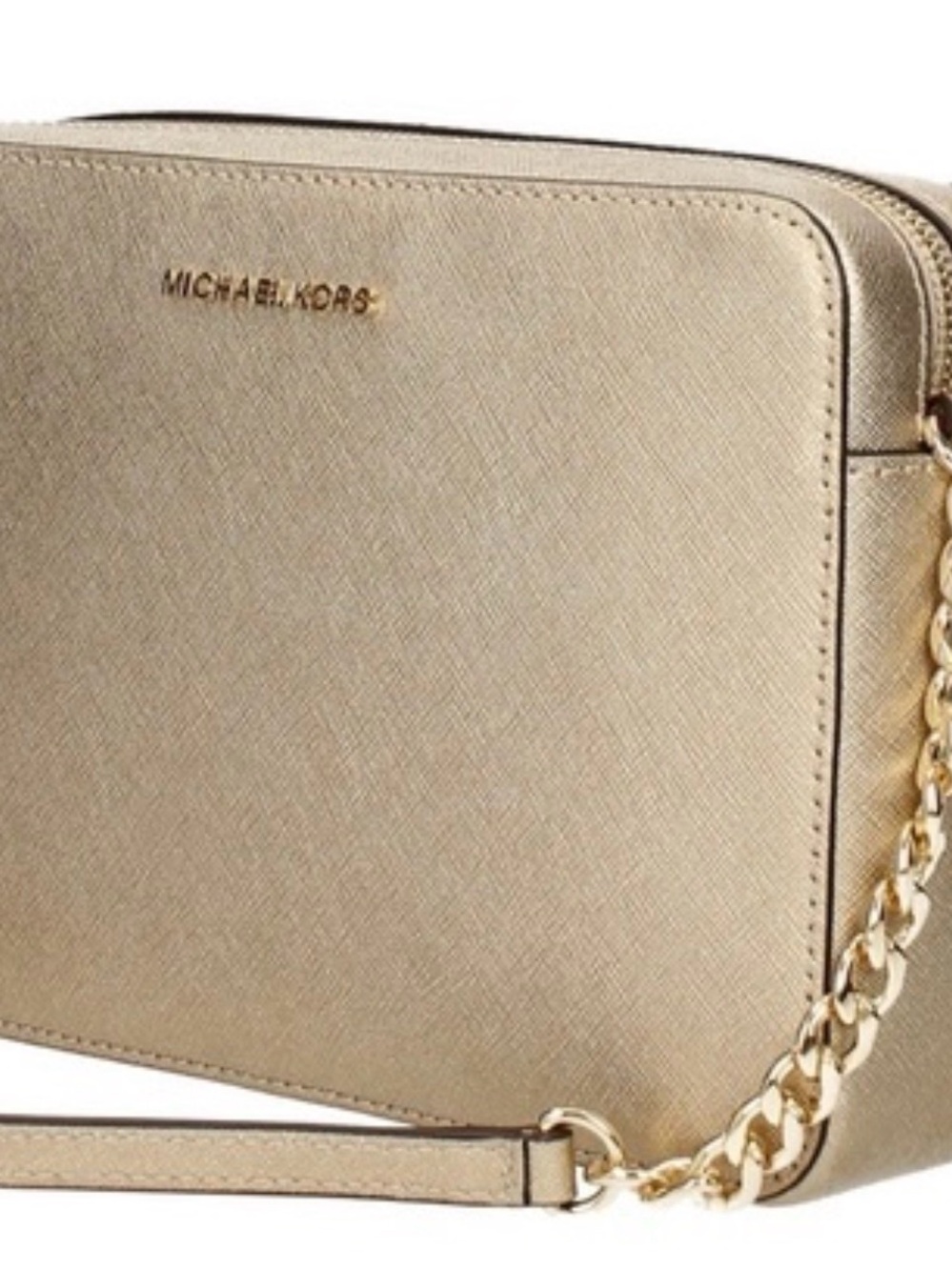 MICHAEL KORS Metallic Gold Saffiano Crossbody Bag